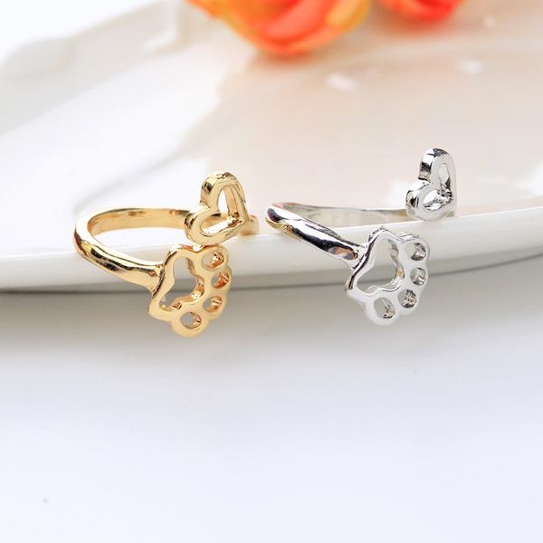 new adjustable hollow dog paw footprints rings for women men jewelry fashion pet ring ing, Silver
new adjustable hollow dog paw footprints rings for women men jewelry fashion pet ring ing, Silver