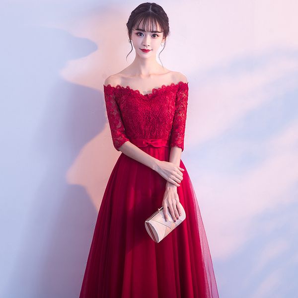 off shoulder lace chinese prom gowns female cheongsam dress vestidos oriental wedding gowns party dresses, Red
off shoulder lace chinese prom gowns female cheongsam dress vestidos oriental wedding gowns party dresses, Red