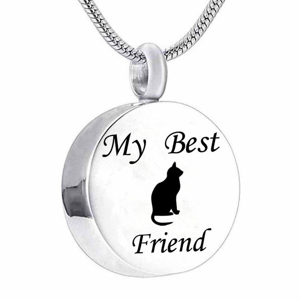 stainless steel cat pet friend necklace memorial cremation round pendant waterproof pet ashes funeral jewelry, Silver
stainless steel cat pet friend necklace memorial cremation round pendant waterproof pet ashes funeral jewelry, Silver