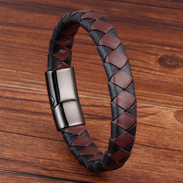 dark brown leather cord bracelet men leather woven stainless steel bracelet retro manual multi-layer, Black
dark brown leather cord bracelet men leather woven stainless steel bracelet retro manual multi-layer, Black