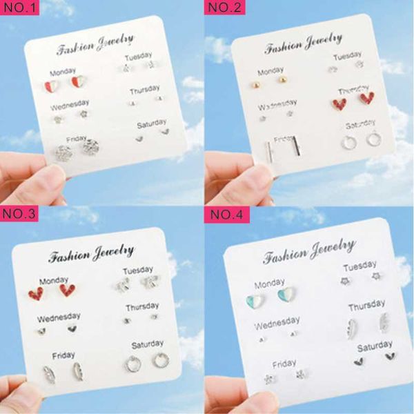 12 pieces = 6 pairs of women's earrings simple korean version of the cute suit combination ladies fashion jewelry hot, Golden;silver
12 pieces = 6 pairs of women's earrings simple korean version of the cute suit combination ladies fashion jewelry hot, Golden;silver