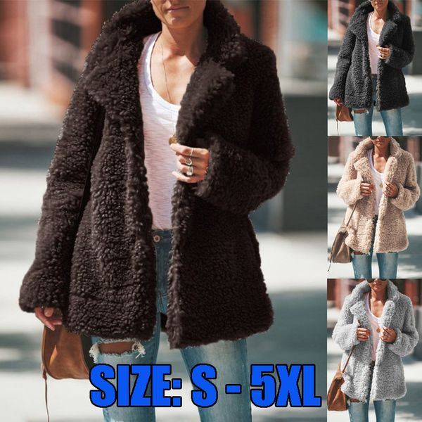 elegant 2019 winter women coat long sleeve fleece lapel warm female jacket casaco feminino ladies plus size chaqueta mujer, Black
elegant 2019 winter women coat long sleeve fleece lapel warm female jacket casaco feminino ladies plus size chaqueta mujer, Black