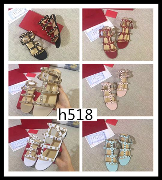 original box designer fashion stud sandals fashion rivets shoe party women's sandalssize 38, Black