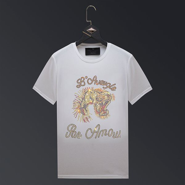 men's summer new trendy fashionable youth tiger head rhinestone flower loose short sleeve t-shirt couple wear plus size, White;black
men's summer new trendy fashionable youth tiger head rhinestone flower loose short sleeve t-shirt couple wear plus size, White;black