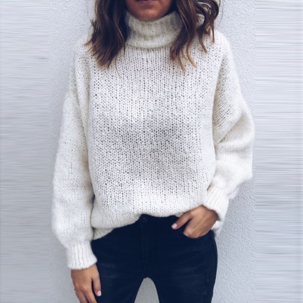 women fashion solid knitted pullover long sleeve turtleneck sweater blouse slim plus size long pullovers knitting jumper, White;black
women fashion solid knitted pullover long sleeve turtleneck sweater blouse slim plus size long pullovers knitting jumper, White;black