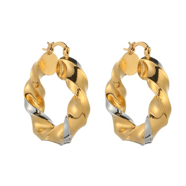 gold color earrings two tone twisted hoop earring fashion jewelry thick size simple earrings, Golden;silver
gold color earrings two tone twisted hoop earring fashion jewelry thick size simple earrings, Golden;silver
