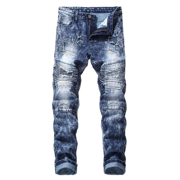 mens jeans fashion ripped motorcycle jeans pants patched distressed biker denim trousers for male patchwork size 28-40, Blue
mens jeans fashion ripped motorcycle jeans pants patched distressed biker denim trousers for male patchwork size 28-40, Blue