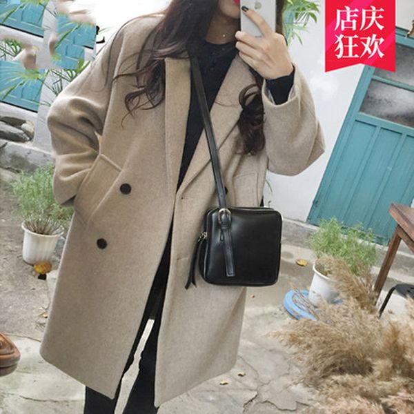autumn and winter new korean women's woolen coat slim thin large size long solid color double-breasted woolen coat cdf01, Black
autumn and winter new korean women's woolen coat slim thin large size long solid color double-breasted woolen coat cdf01, Black