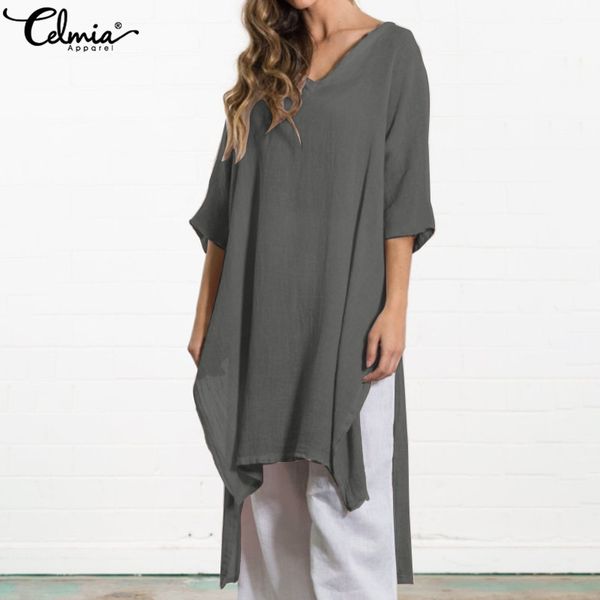 celmia 2020 summer casual v neck asymmetrical tunic shirts vintage women linen blouses loose robe blusas femininas plus size top, White
celmia 2020 summer casual v neck asymmetrical tunic shirts vintage women linen blouses loose robe blusas femininas plus size top, White