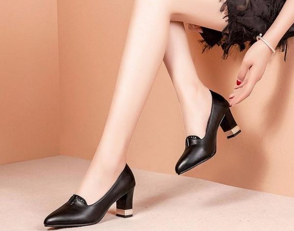 2019 women's shoes in spring and autumn with new style high heel coarse heel pointed end @w24, Black
2019 women's shoes in spring and autumn with new style high heel coarse heel pointed end @w24, Black