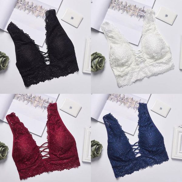 hirigin women lace print bandage across hollow bustier crop bra vest push up tank, White
hirigin women lace print bandage across hollow bustier crop bra vest push up tank, White