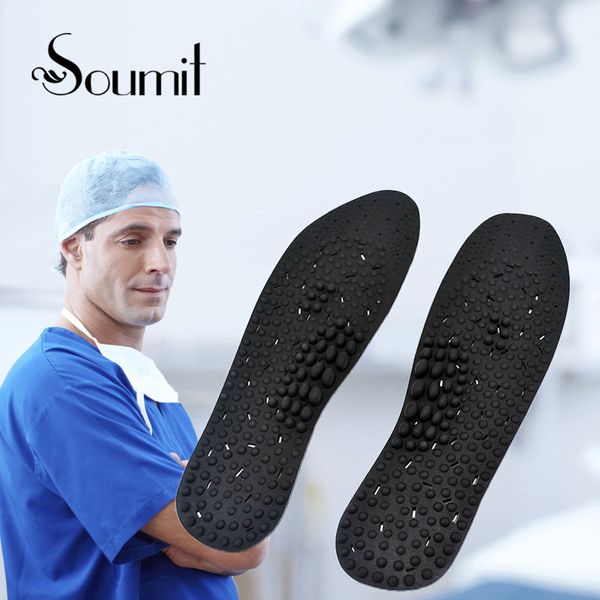 

soumit silicone gel massage health care insoles for men women promote blood circulation shoes insole soles shoe inserts foot pad, Black