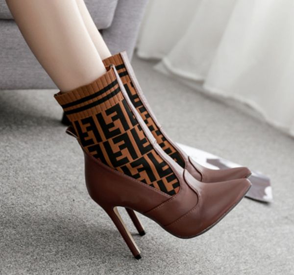 Autumn and winter new letter knit color matching high heel in the tube women 039 boot leather fa hion boot brand martin boot, Black
Autumn and winter new letter knit color matching high heel in the tube women 039 boot leather fa hion boot brand martin boot, Black