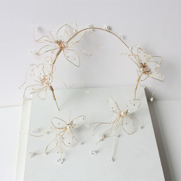 korean bride's headdress handcrafted net leaf flower super fairy sweet bride's tiara earrings sets wedding hair jewelry, Golden;white
korean bride's headdress handcrafted net leaf flower super fairy sweet bride's tiara earrings sets wedding hair jewelry, Golden;white