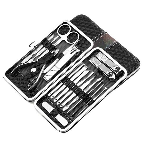 high 18pcs manicure pedicure set stainless nail clippers kit cuticle grooming beauty tools ktc 66