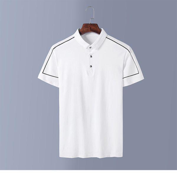 mens solid color casual polos striped button summer breathable male turn down collar mens tshirts, White;black
mens solid color casual polos striped button summer breathable male turn down collar mens tshirts, White;black