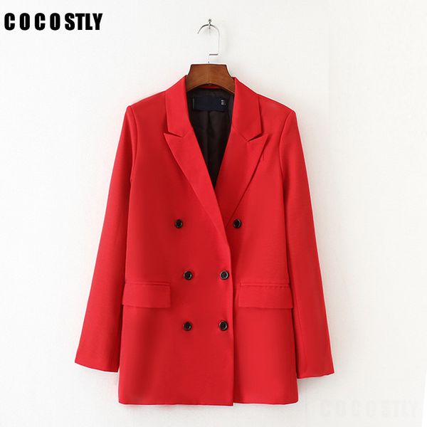 solid red blazer women solid outerwear lady fashion classic collar double breasted suit jackets long basic outerswear, White;black
solid red blazer women solid outerwear lady fashion classic collar double breasted suit jackets long basic outerswear, White;black
