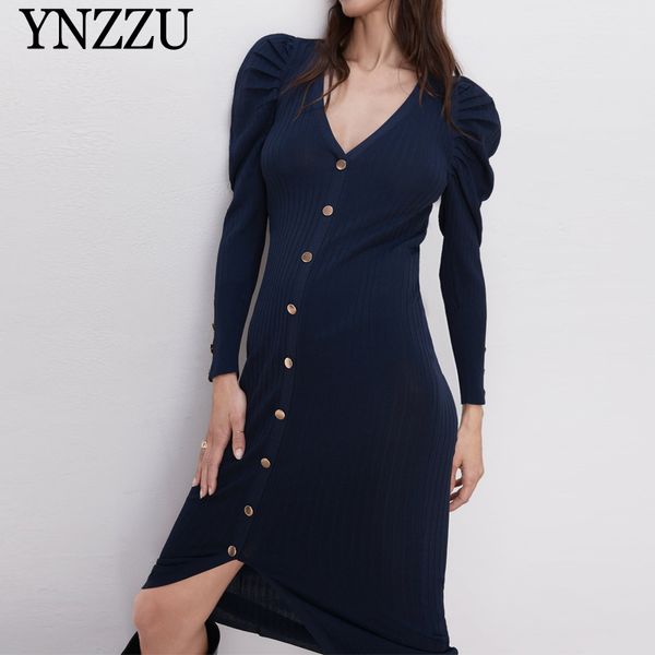 2019 autumn blue women puffed sleeve dress single breasted v-neck slim knitted dress female chic long sweaters ynzzu yo963, White
2019 autumn blue women puffed sleeve dress single breasted v-neck slim knitted dress female chic long sweaters ynzzu yo963, White