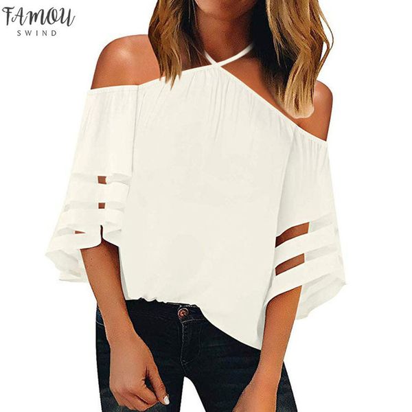 2020 womens fashion women off shoulder mesh panel shirt 3 4 bell sleeve loose shirt party gift spring summer femme, White
2020 womens fashion women off shoulder mesh panel shirt 3 4 bell sleeve loose shirt party gift spring summer femme, White