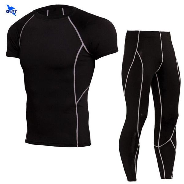 2pcs/set compression quick dry tights tracksuit men training fitness short sleeve shirt pants gym running set sports suit kg-444, Black;blue
2pcs/set compression quick dry tights tracksuit men training fitness short sleeve shirt pants gym running set sports suit kg-444, Black;blue