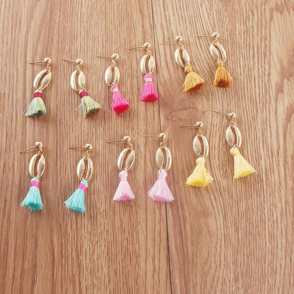 bohemian shell tassel earrings colorful silk fabric alloy shell shape long drop dangle earring for women jewelry gifts, Silver
bohemian shell tassel earrings colorful silk fabric alloy shell shape long drop dangle earring for women jewelry gifts, Silver
