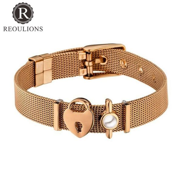 fashion simple women stainless steel keep charms bracelet mesh strap pearl&padlock rose gold bracelets valentine's gift, Golden;silver
fashion simple women stainless steel keep charms bracelet mesh strap pearl&padlock rose gold bracelets valentine's gift, Golden;silver