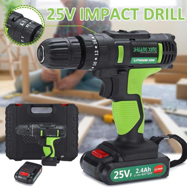 25v cordless impact drill 2 speed electric screwdriver 2x li-ion battery rechargable drill 220v home electric screwdriver tool
25v cordless impact drill 2 speed electric screwdriver 2x li-ion battery rechargable drill 220v home electric screwdriver tool
