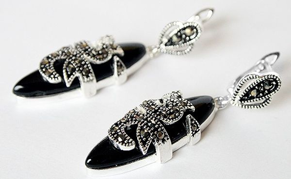 11/2" нового 925 стерлингового серебра марказит инкрустация природного blacknatural нефрит мода серьга природных хлеб серебряной большие сер, Silver
11/2" нового 925 стерлингового серебра марказит инкрустация природного blacknatural нефрит мода серьга природных хлеб серебряной большие сер, Silver