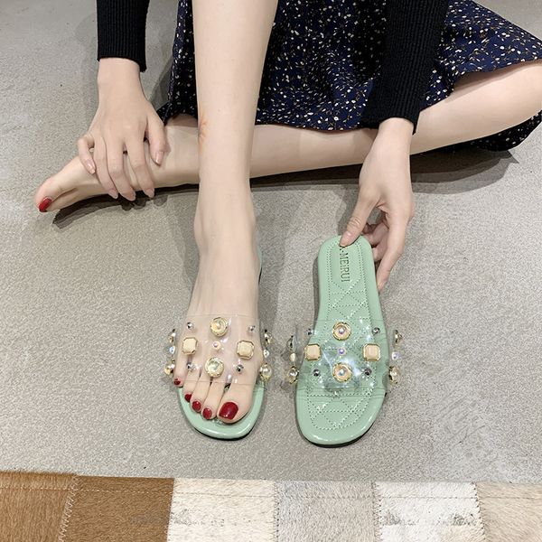 2020 summer korean style transparent jelly slippers women riveting nail pearl straight line slippers flat shoes womens beach, Black
2020 summer korean style transparent jelly slippers women riveting nail pearl straight line slippers flat shoes womens beach, Black