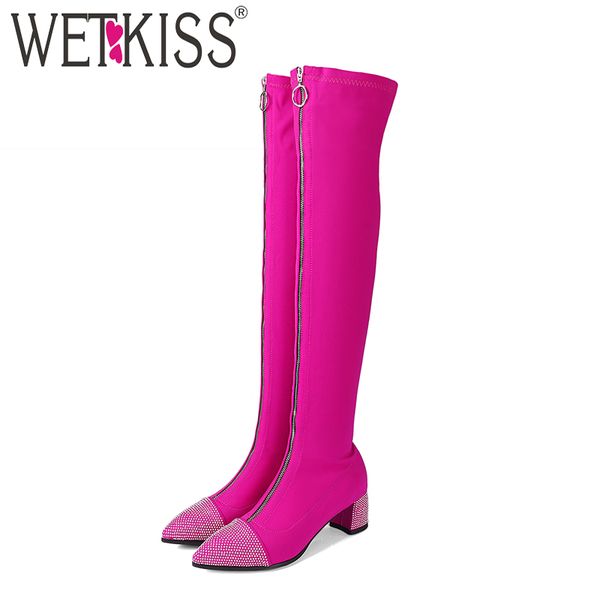 wetkiss crystal high heels women elastic boots pointed toe footwear zip female boot stretch shoes woman 2018 winter plus size 43, Black
wetkiss crystal high heels women elastic boots pointed toe footwear zip female boot stretch shoes woman 2018 winter plus size 43, Black