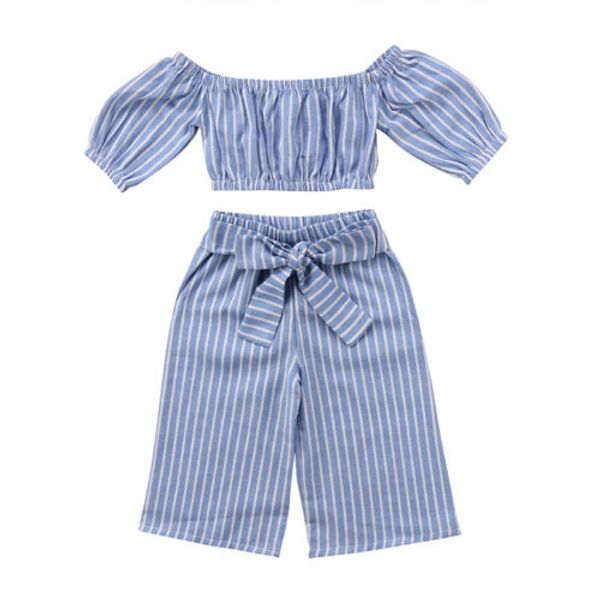 t-shirt short sleeve loose stripe bowknot pants striped clothing outfits baby kid girls clothing set off shoulder, White
t-shirt short sleeve loose stripe bowknot pants striped clothing outfits baby kid girls clothing set off shoulder, White