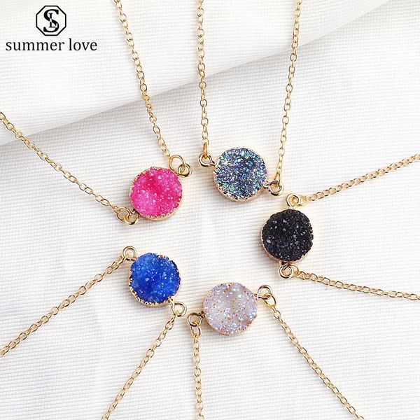 women fashion geometry resin druzy pendant necklace 5 color gold plating charm necklace for women fashion jewelry, Silver
women fashion geometry resin druzy pendant necklace 5 color gold plating charm necklace for women fashion jewelry, Silver