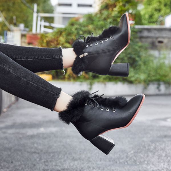 women's shoes autumn and winter plus velvet 2019 new fashion short tube warm high heel winter shoes short boots, Black
women's shoes autumn and winter plus velvet 2019 new fashion short tube warm high heel winter shoes short boots, Black
