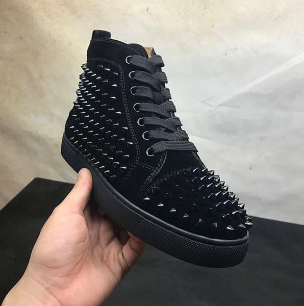 designer shoes men women chaussures studded spike sneakers triple rivets red soles genuine leather gold spiked flat red bottoms casual shoes, Black
designer shoes men women chaussures studded spike sneakers triple rivets red soles genuine leather gold spiked flat red bottoms casual shoes, Black