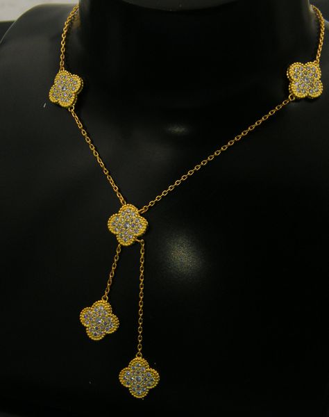 shining full diamond five-flower tassel four-leaf flower necklace copper gold necklace luxury designer jewelry women necklace, Silver
shining full diamond five-flower tassel four-leaf flower necklace copper gold necklace luxury designer jewelry women necklace, Silver