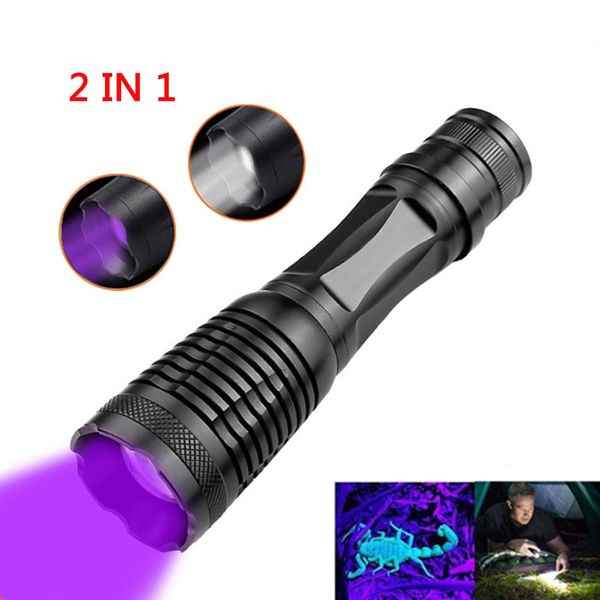 2 in 1 uv flashlight led tactical flashlight torch 395nm detectors for carpet pet urine catch scorpions camping fishing flashlight zza1539
2 in 1 uv flashlight led tactical flashlight torch 395nm detectors for carpet pet urine catch scorpions camping fishing flashlight zza1539