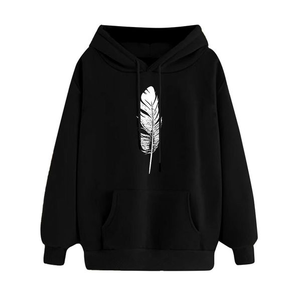 women loose hoodies harajuku feather print long sleeve loose casual hooded casual pullover jumper blouse sudadera mujer new, Black
women loose hoodies harajuku feather print long sleeve loose casual hooded casual pullover jumper blouse sudadera mujer new, Black