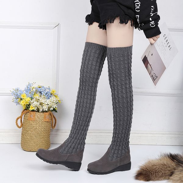 new women winter over-the-knee boots 2019 fashion woolen yarn knitting elastic boots inner hight increased warm high snow, Black
new women winter over-the-knee boots 2019 fashion woolen yarn knitting elastic boots inner hight increased warm high snow, Black