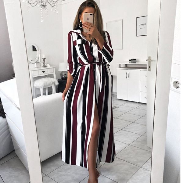 2019 office lady turn-down collar button lace up long shirt dress women new fashion summer long sleeve stripe maxi party dresses, Black;gray
2019 office lady turn-down collar button lace up long shirt dress women new fashion summer long sleeve stripe maxi party dresses, Black;gray