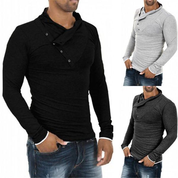 new men t-shirt slant button collar long sleeve tee solid color slim fit hip-hop tees fashion men clothing, White;black
new men t-shirt slant button collar long sleeve tee solid color slim fit hip-hop tees fashion men clothing, White;black