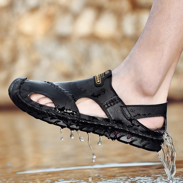 summer fashion men non-slip comfortable genuine leather sandals men's breathable casual shoes big size 38-46 beach sandals w5, Black
summer fashion men non-slip comfortable genuine leather sandals men's breathable casual shoes big size 38-46 beach sandals w5, Black