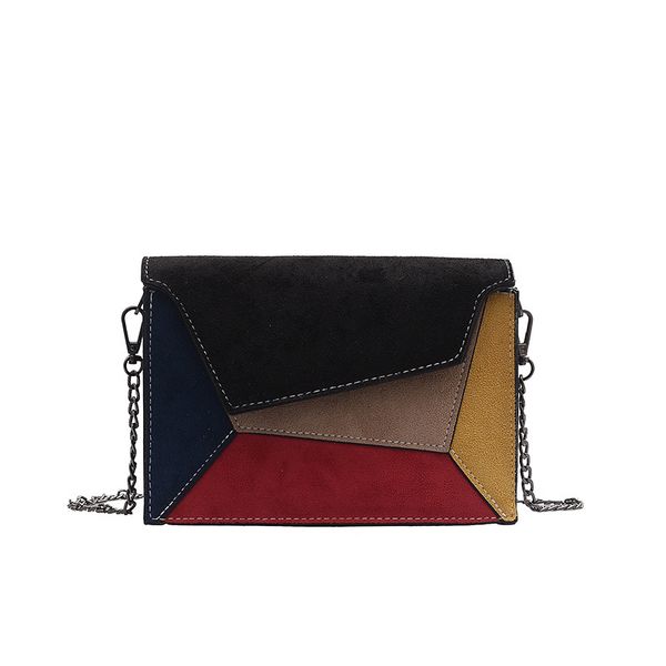 

retro matte patchwork crossbody bags for women messenger bags chain strap shoulder bag lady small flap criss-cross bag