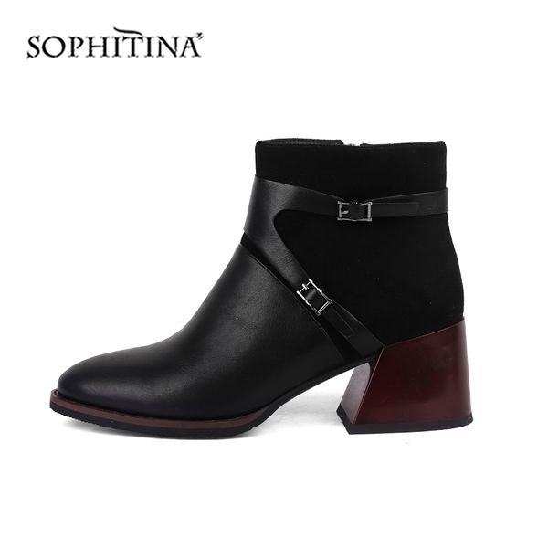sophitina comfortable buckle boots square heel round toe zipper handmade round toe fashion shoes new ankle women's boots by141, Black
sophitina comfortable buckle boots square heel round toe zipper handmade round toe fashion shoes new ankle women's boots by141, Black