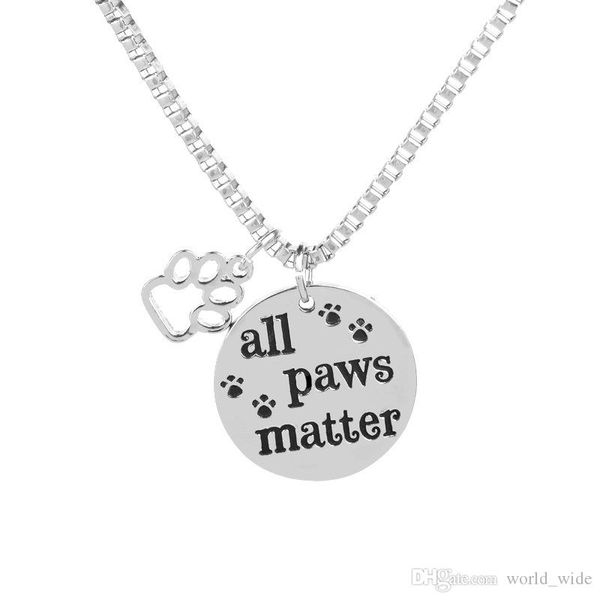 pet lovers rescue jewelry inspirational message "all paws matter" pendant dog cat animal foot print paw disc charm necklace, Silver
pet lovers rescue jewelry inspirational message "all paws matter" pendant dog cat animal foot print paw disc charm necklace, Silver