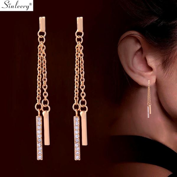 sinleery simple long tassel drop earrings yellow rose gold color chain inlay tiny crystal earrings for women jewelry es087 ssh, Silver
sinleery simple long tassel drop earrings yellow rose gold color chain inlay tiny crystal earrings for women jewelry es087 ssh, Silver