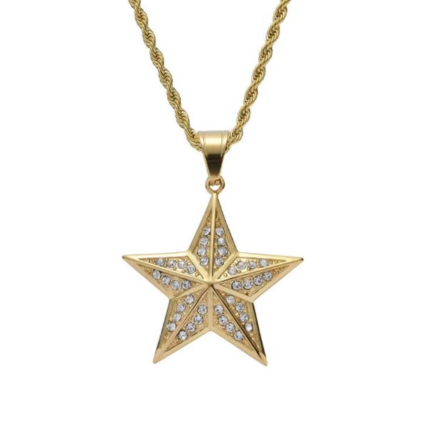 hip hop tridimensional pentagram pendant necklaces for men luxury necklace stainless steel cuban chains dog tag jewelry, Silver
hip hop tridimensional pentagram pendant necklaces for men luxury necklace stainless steel cuban chains dog tag jewelry, Silver