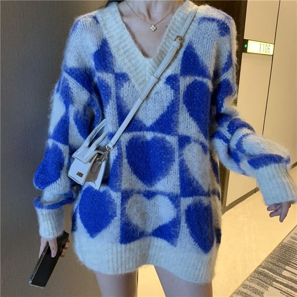 2019 new sweater women knitted sweaters v-neck love stitching sweater winter clothes women korean sweaterwinter, White;black
2019 new sweater women knitted sweaters v-neck love stitching sweater winter clothes women korean sweaterwinter, White;black