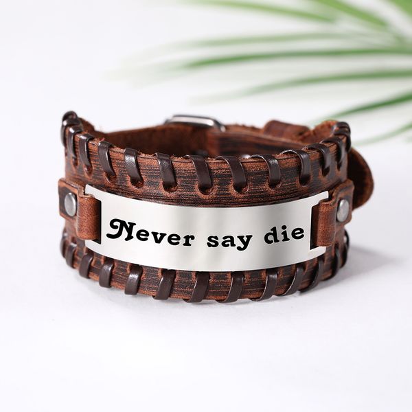 my shape stainless steel men's bangle nothing is impossible never say die men leather bracelet jewelry for men, Black
my shape stainless steel men's bangle nothing is impossible never say die men leather bracelet jewelry for men, Black