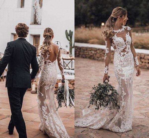 Mermaid Bridal Gowns Lace Long Sleeve Sexy Boho Wedding Dresses Plus Size Backless Country Bridal Dress vestidos de novia robes de mariée 
Mermaid Bridal Gowns Lace Long Sleeve Sexy Boho Wedding Dresses Plus Size Backless Country Bridal Dress vestidos de novia robes de mariée
