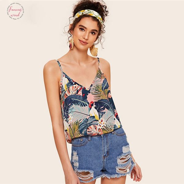 animal tropical print double v neckline cami women clothing boho camisole spaghetti strap summer camis, White
animal tropical print double v neckline cami women clothing boho camisole spaghetti strap summer camis, White